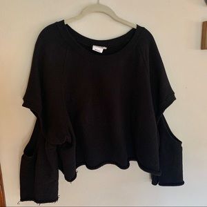 Good American Cropped Black Sweatshirt